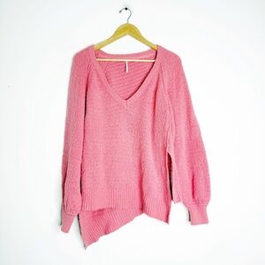 Free People West Coast Sweater Anthropologie Size Small Pink V Neck